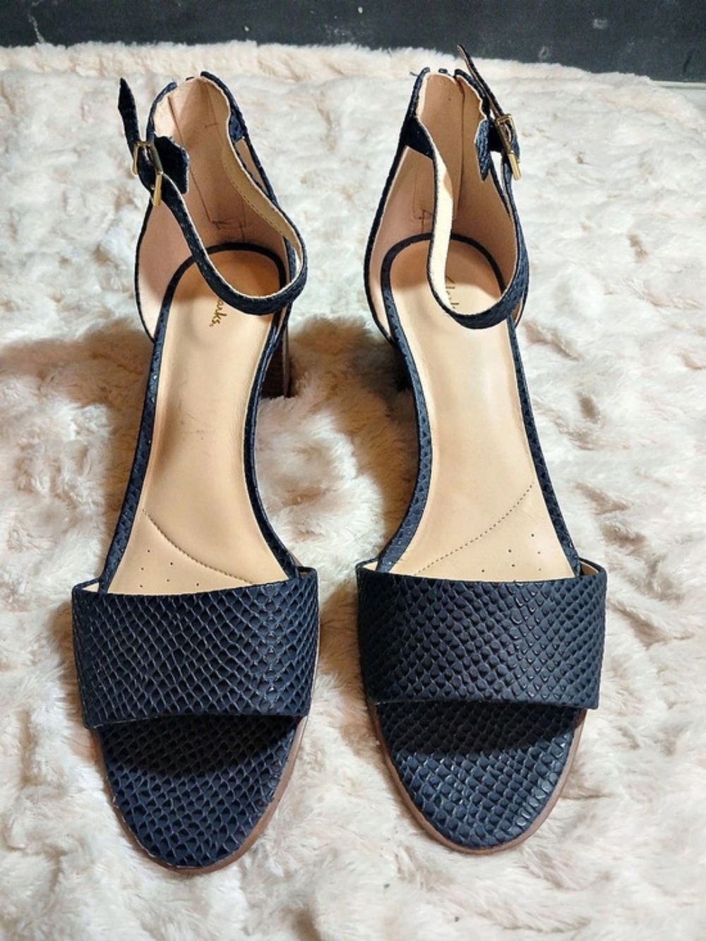 Clarks Womens Kaylin 60 2 Part Leather Ankle Wrap Dress Sandals Blue Size 11M